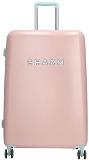 Charm London Travel Trolley L lightpink hardcase koffer lichtgewicht koffer Roze - H 75 x B 50 x D 28 cm