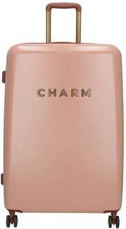 Charm London Travel Trolley L roze hardcase koffer lichtgewicht koffer - H 75 x B 50 x D 28 cm