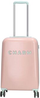 Charm London Travel Trolley S lightpink hardcase koffer lichtgewicht koffer Roze - H 55 x B 35 x D 20 cm