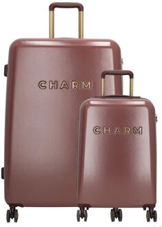 Charm London Travel Trolley Set bordeaux hardcase koffer Rood - H 75 x B 50 x D 28 cm