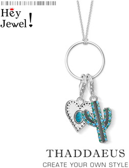 Charm Necklace Cactus & Heart,2020 Spring New Fashion Charm Carrier Jewelry Europe 925 Sterling Silver Bijoux Gift For Women