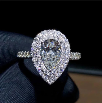 Charm Water Drop Ring Real 925 sterling Silver Pear cut AAAAA Sona cz Engagement Wedding band Rings For Women Party Jewelry Gift