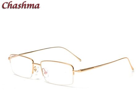 Chashma Half Velg Titanium Brilmontuur Luxe Eyewear Mannen Mode Eenvoudige Goud Lenzenvloeistof Brilmontuur Mannen