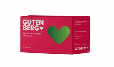 Чай Gutenberg чёрный пакетированный "Ассам Мокалбари" в инд. металлизированной упаковке (25 шт. x 2 г)