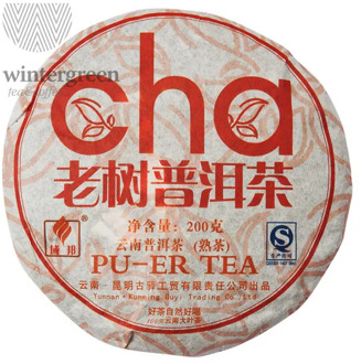 Чай Gutenberg китайский элитный шу пуэр "Лао Шу Ча" Фабрика Куньмин Гуи Компани сбор 2008 г.185-200гр (блин)