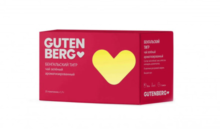 Чай Gutenberg зелёный пакетированный "Бенгальский тигр" в инд. металлизированной упаковке (25 шт. x 1,7 г)