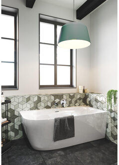 Cheb Half vrijstaand hoekbad - rechts - 170x80cm -incl poten - sifon - acryl - Glans wit SW647688 Wit glans