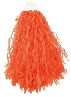 Cheerball - met ringgreep - oranje - 28 cm - pompom - Cheerleader verkleed accessoires