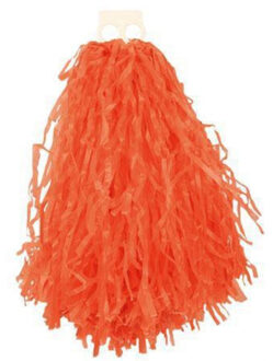 Cheerball - met ringgreep - oranje - 28 cm - pompom - Cheerleader verkleed accessoires