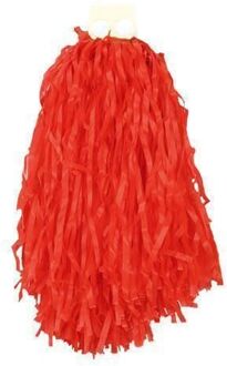 Cheerball - met ringgreep - rood - 28 cm - pompom - Cheerleader verkleed accessoires