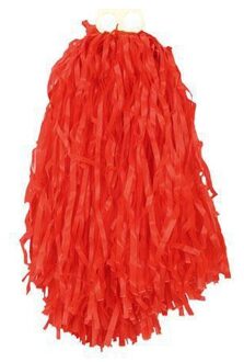 Cheerball - met ringgreep - rood - 28 cm - pompom - Cheerleader verkleed accessoires