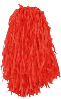 Cheerball - met ringgreep - rood - 28 cm - pompom - Cheerleader verkleed accessoires