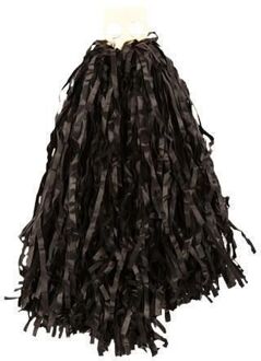 Cheerball - met ringgreep - zwart - 28 cm - pompom - Cheerleader verkleed accessoires