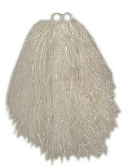 Cheerball/pompom met ringgreep - wit - 23 cm - voor kinderen - Cheerleader verkleed accessoires