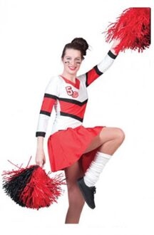 Cheerleader carnavalskleding rood met wit