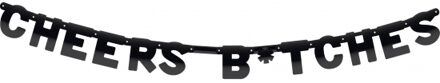 Cheers Bitches letterslinger - karton - 140 cm - zwart - verjaardag - foute party - versiering