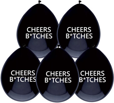 Cheers Bitches print thema ballonnen - 5x stuks - Feestartikelen en versieringen - zwart Multi