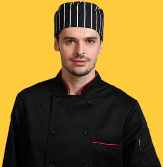 Chef Hoed Cap obers werken hoed voor mannen en vrouwen in de keuken plezier chef toque klassieke platte caps gestreept