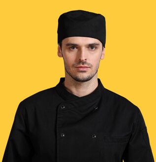 Chef Hoed Cap obers werken hoed voor mannen en vrouwen in de keuken plezier chef toque klassieke platte caps zwart