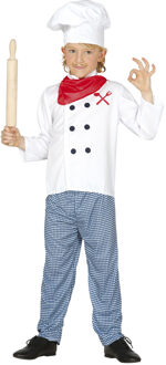Chef/kok verkleed kostuum - wit - voor kinderen - 4-delig