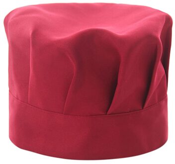 Chef Koken Werk Hoed Volwassen Verstelbare Mannen Keuken Chef Vlakte Hoed Unisex Soild Baker Keuken Catering Koken Chef Cap Rood