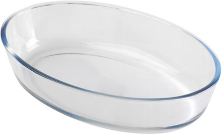 Chef Traiteur Ovenschaal van borosilicaat glas - ovaal - 2.4 Liter - 31 x 21 x 7 cm - Ovenschalen Transparant