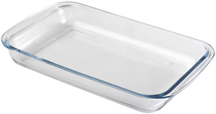 Chef Traiteur Ovenschaal van borosilicaat glas - rechthoek - 3 Liter - 39 x 23 x 5 cm - Ovenschalen Transparant