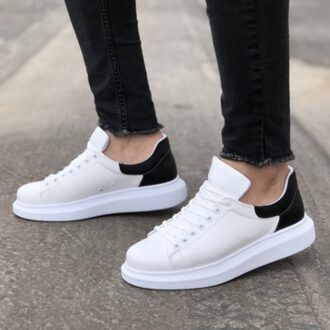 Chekich CH256 Wit/Zwart Kant-Up Mannen Running Stijl Mode Dikke Zool Schoenen Sokken Sport Schoenen zwart & room / 41