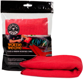 Chemical Guys Waffle Weave Glass & Window Microfiber Towel - Red 24x16'' CGMIC707