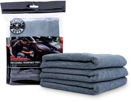 Chemical Guys Workhorse Professional Grade Microfiber Towel - Gray 16x16'' (3 Pack) CGMIC35203