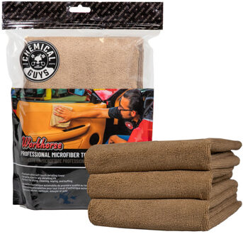Chemical Guys Workhorse Professional Grade Microfiber Towel - Tan 16x16'' (3 Pack) CGMIC34403