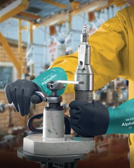 Chemicaliënhandschoen | maat 10 flesgroen/antracietgrijs | EN 388, EN 374, EN 1149 | PSA-categorie III | 6 paar - 58-535W-10 58-535W-10