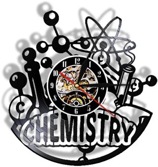 Chemie 3D Quartz Hedendaagse Wandklok Klaslokaal Decor Onderzoek Chemicus Apothekers Vinyl Record Uurwerk Led Licht zonder LED