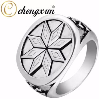 Chengxun Viking Ronde Grote Breedte Signet Ring Vinger Mannen Zwart Zilver Kleur Mode Valknut Vintage Sieraden 15Mm 06