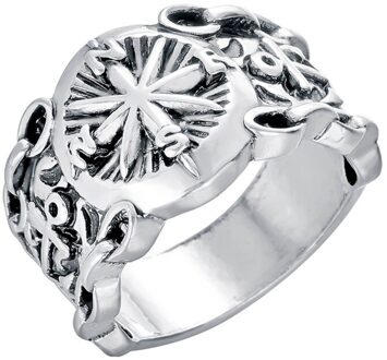 Chengxun Viking Ronde Grote Breedte Signet Ring Vinger Mannen Zwart Zilver Kleur Mode Valknut Vintage Sieraden 15Mm 09