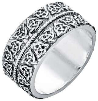 Chengxun Viking Ronde Grote Breedte Signet Ring Vinger Mannen Zwart Zilver Kleur Mode Valknut Vintage Sieraden 15Mm 12