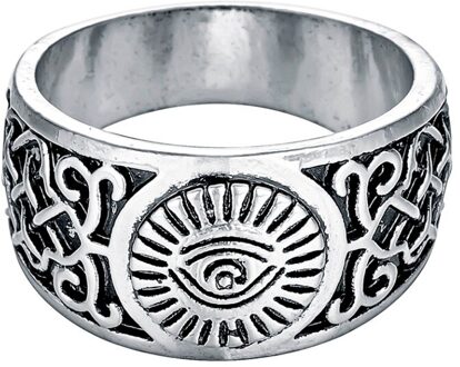 Chengxun Viking Ronde Grote Breedte Signet Ring Vinger Mannen Zwart Zilver Kleur Mode Valknut Vintage Sieraden 15Mm 16