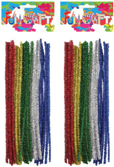 Chenille draad - 120x stuks - glitter 5 kleurenmix - Buigbaar draad - 30 cm - Knutselen hobby