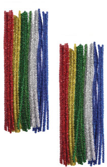 Chenille draad - 60x - glitter - 30 cm - hobby/knutsel materialen