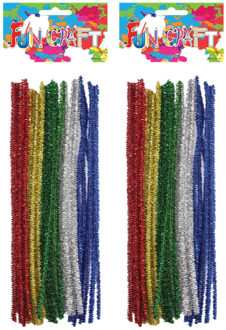 Chenille draad - 60x stuks - glitter 5 kleurenmix - Buigbaar draad - 30 cm - Knutselen hobby