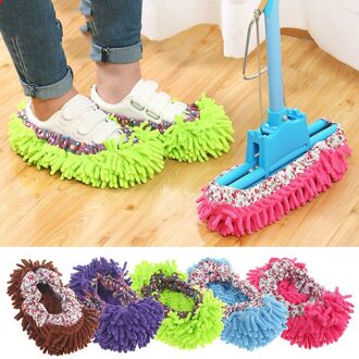 Chenille Floor Cleaning Schoen Cover Lui Slipper Cover Verwijderbare Mop Hoofd Floor Cleaning Shoe Cover oranje two