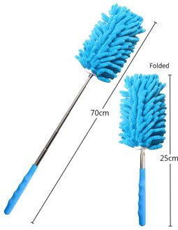 Chenille Telescopische Stof Stofdoek Auto Meubels Huishoudelijke Flexibele Reinigingsborstel Microfiber Huisstofmijt Cleaning Tools blauw B