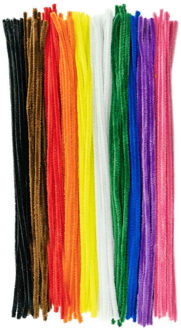 Chenilledraad - 100x - gekleurd - 8 mm x 50 cm - hobby/knutsel materialen Multi