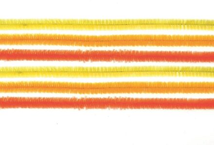 Chenilledraad - 10x - oranje/geel - 50 cm - hobby/knutsel materialen
