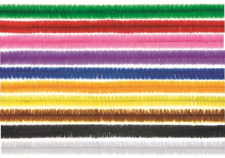 Chenilledraad - 10x - regenboog mix - 50 cm - hobby/knutsel materialen Multi