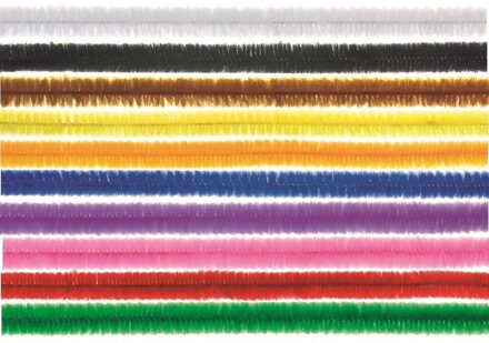 Chenilledraad - 20x - regenboog mix - 50 cm - hobby/knutsel materialen