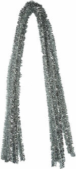 Chenilledraad - 20x - zilver glitter - 8 mm x 50 cm - hobby/knutsel materialen