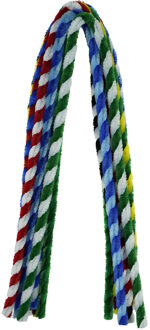 Chenilledraad - 30x - gekleurde strepen - 9 mm x 50 cm - hobby/knutsel materialen