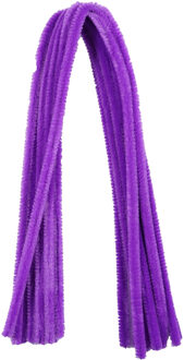 Chenilledraad - 30x - paars - 8 mm x 50 cm - hobby/knutsel materialen