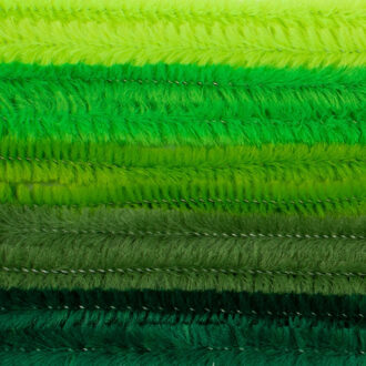 Chenilledraad - 50x - groene tinten - 8 mm x 50 cm - hobby/knutsel materialen